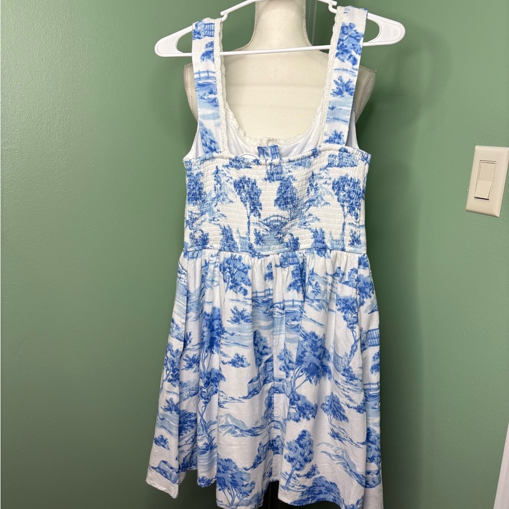 Blue and White Sleeveless Dress - Picture 2 of 8